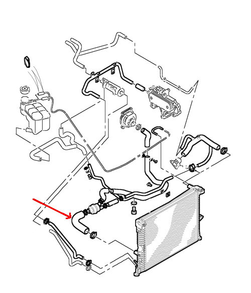 Land Rover Discovery 2 Td5 nederste kølerslange