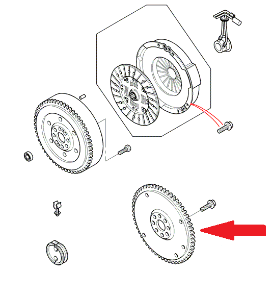 Land Rover startkrans og svinghjul for Freelander 1 Td4 med automatgearkasse