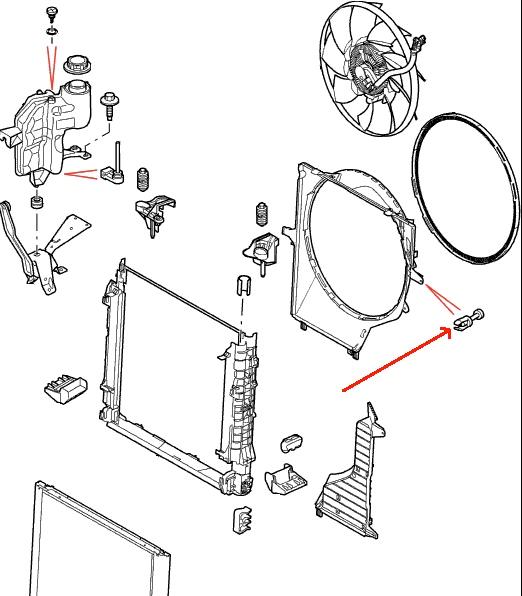 Land Rover plastik nitte til montage af vandkølerens  blæser skjold på Range Rover L322