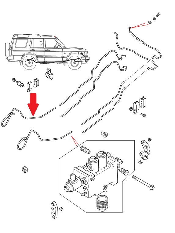 Land Rover ACE rør for Discovery 2 - bagerste højtryksrør