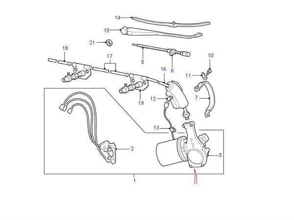 Land Rover visker motor kabel for Defender og Serie 2 & 3 - RTC202