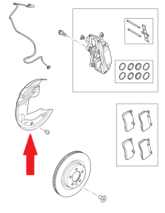 Land Rover bremseskive ankerplade for Range Rover Sport til 2010 med Brembo bremser - forreste venstre