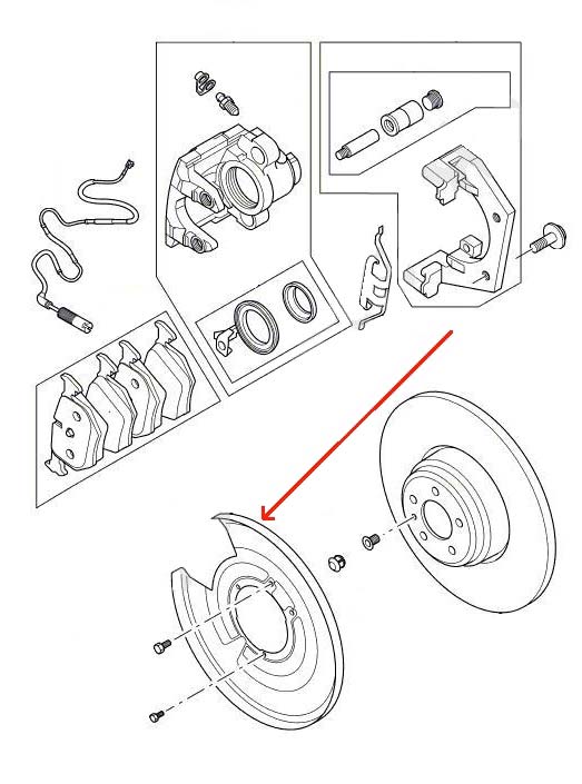 Land Rover skive bremse skjold for Range Rover L322 - bagerste højre - SMD500080