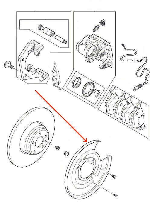 Land Rover skive bremse skjold for Range Rover L322 - SMD500090