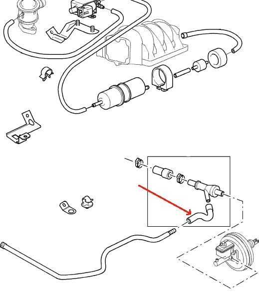 Land Rover vacuum slange for bremseforstærker på Range Rover 4,4 V8