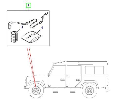 Land Rover ABS sensor for Defender forhjulene fra 1998 og frem til 2005 - forreste - SSW100050