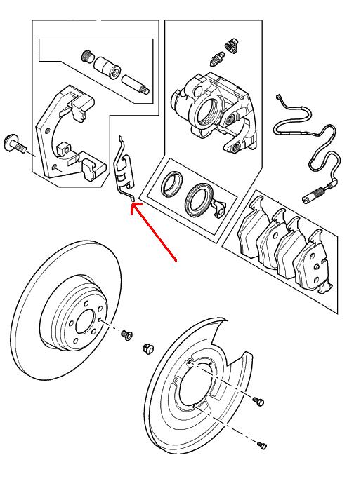 Land Rover bremseklods montage klips for Range Rover GCAT - bagerste bremsekaliber
