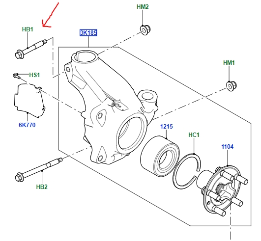 Land Rover hjulleje montage bolt for Discovery Sport samt Range Rover Evoque