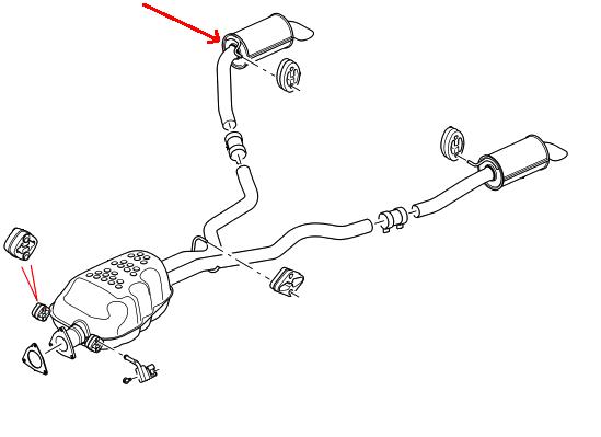 Land Rover udstødning med lyddæmper for  Discovery 3 & 4 TDV6 - bagerste højre