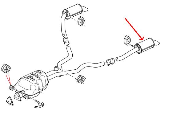 Land Rover udstødning med lyddæmper for Discovery 3 & 4 TDV6 - bagerste venstre - WCI500090