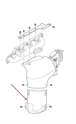 Land Rover Defender PUMA 2,2 & 2,4 TD4  turbolader varmeskjold - Nederste del over katalysator