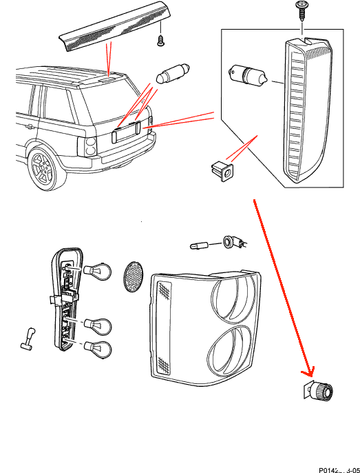 Range Rover baglygte montage skrue - XYG500130