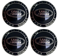 Land Rover hjul center kapsler, 4 stk. i sort med blank kant og blank RANGE ROVER logo og LAND ROVER logo